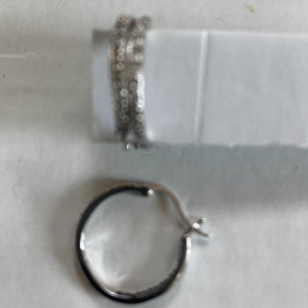 925 silver hoop earring with diamond chips - set of 3